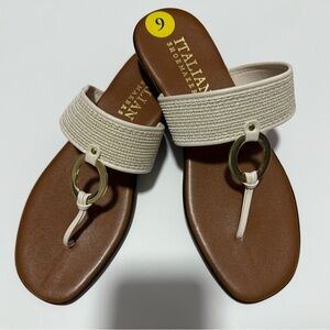 Italian Shoemakers Cream and Brown Sandals